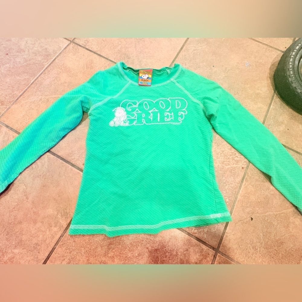 Vintage Peanuts Bright Green Long Sleeve Tee